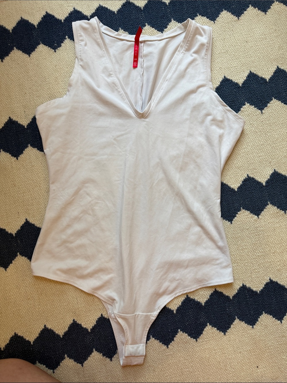 SPANX White V-Neck Thong Bodysuit